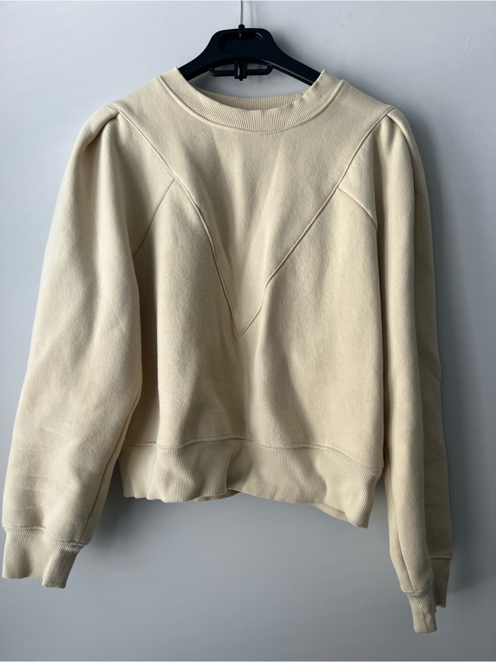 all:row Cream Ribbed Crewneck Sweatshirt